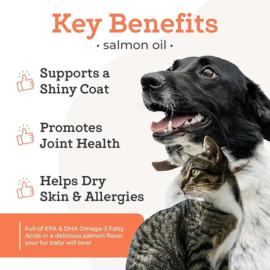 Dr. Joseph's VetPro Complete Wild Alaskan Salmon Oil Supplement for Dogs & Cats, 16 Ounces, Omega 3 & 6 Liquid Fish Oil, EPA + DHA Fatty Acids, Coat & Joint Support, Helps Dry Skin & Allergies