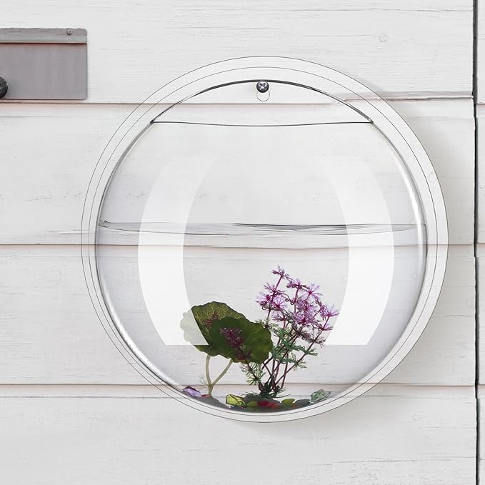 2 Pcs Hanging Wall 1 Gallon Fish Bowls Acrylic Clear Wall Fish Tank for Beta Aquariums Mounted Plant Bubbl Ecosphere Decor
