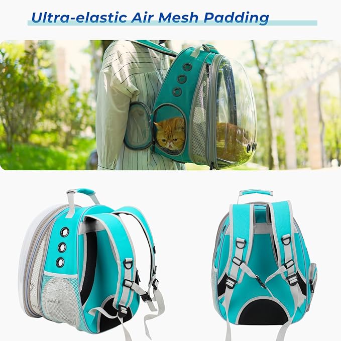Lollimeow Cat Carrier Backpack, Expandable Bubble Pet Carrier for Cats and Small Dogs, Airline Approved Travel Backpack for Hiking, Walking & Outdoor Adventures - Supports up to 16 lbs