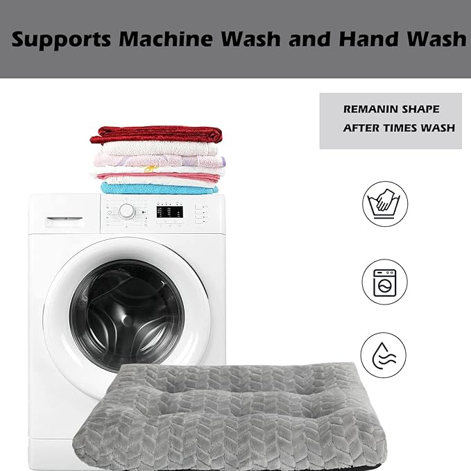 Dog Bed for Small Dogs Crate Washable Ultra Soft 24 inch Puppy Bed with Anti-Slip Pet Pillow Cushion Sleeping Up to 25 lbs Pet or Kitten Kennel Pad,24 x 18 Grey