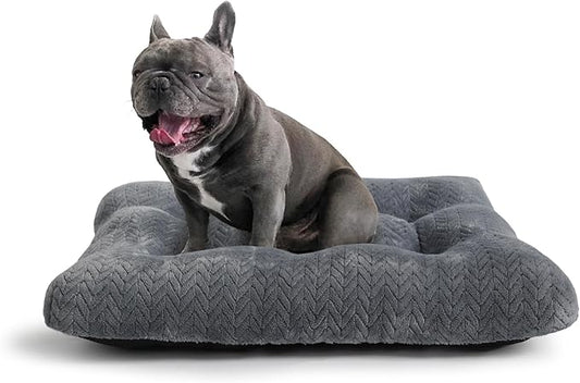 Small Dog Bed for Crate Washable with Anti-Slip Crate Pad Soft Fluffy Kennel Pad for Dog Cage 24 inch Puppy Bed fit Up to 25 lbs Pets Comfy Sleeping Pillow,24 x 18 Dark Gray