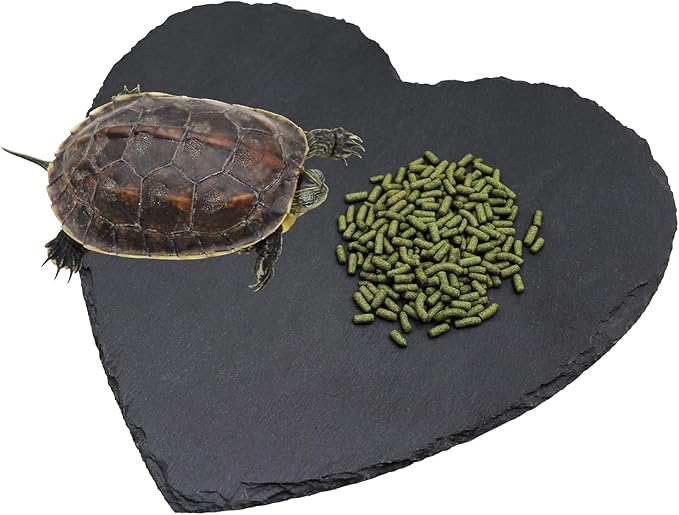 Turtle Tank Accessories, Heart-Shaped Slate Tile for Reptiles, Natural Rock Platform for Feeding & Basking, Aquarium Decor for Bearded Dragon, Tortoise, Gecko, Snake, Chameleon