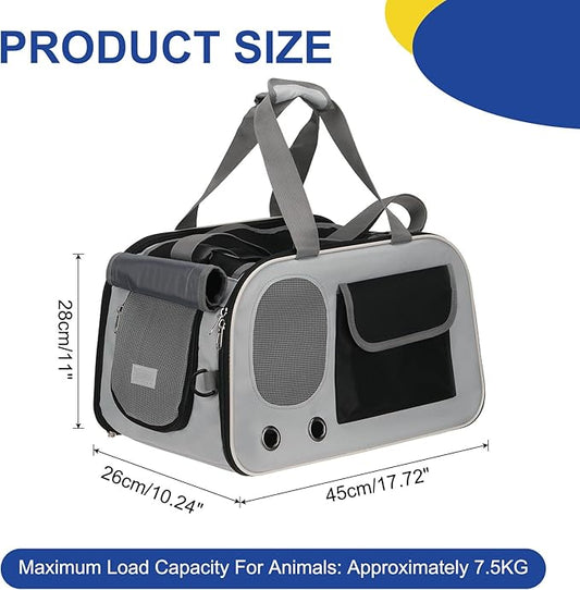 Pet Backpack Carrier, Portable Expandable and Ventilated, Oxford Cloth Dogs Cats and Small Animals Travel Bag 17.72", (Black, 1 Pcs), Intended for Hiking/Camping/Traveling