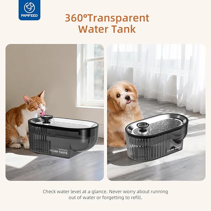 PAPIFEED Automatic Cat Feeder with Camera with 84 oz/2.5L Automatic Pet Drinking Fountain，‌Adjustable Angle 2.4G WiFi/App Pet Food Dispenser，3.5L/15 Cup Timed Dispenser with Two-Way Audio