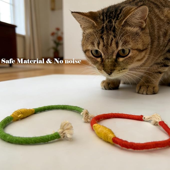 IUHKBH Silvervine Sticks for Cats, 4 PCS Colorful Chew Ropes with Refillable Natural Catnip Bag for Teeth Cleaning Interactive Cat Catnip Toys for Indoor Cats, Kitten Teething Toys for All Breeds