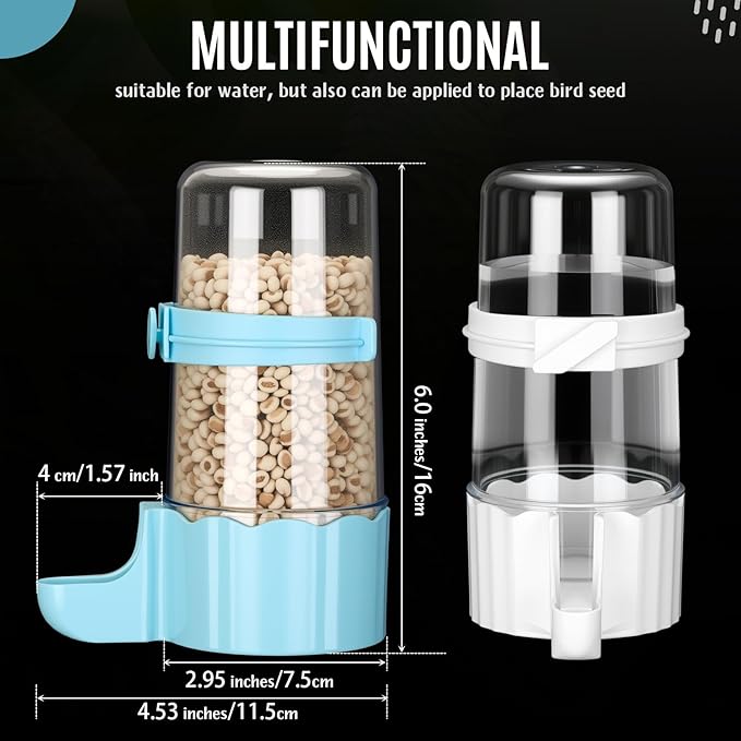 Weewooday 4 Pieces Automatic Bird Feeder Cage Water Dispenser Bird Water Feeder Hamster Cage Waterer Accessory Drinker Bottle for Hamster Parrot(Cute Style,Blue, White,490 ml)
