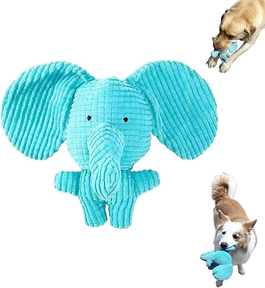 Interactive Squeaky Elephant Dog Toy, Chew-Resistant Plush for Mental Stimulation & Boredom Relief in Puppies and Dogs - Not for Children (Blue, Medium)