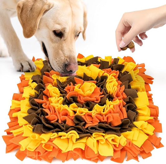 Pet Snuffle Mat for Dogs, Dog Feeding Mat, Nosework Training Mats for Foraging Instinct Interactive Puzzle Toys (Orange&Yellow&Brown)