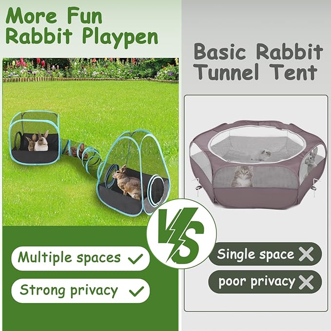 YUEPET Outdoor Visual Rabbit Tunnel Toys Pop up Bunny Enclosure Hideout Portable Cube Tent Collapsible Small Animal Playpen for Indoor Rabbit Guinea Pig Ferret Hamster Kitten Exercising Hiding Playing