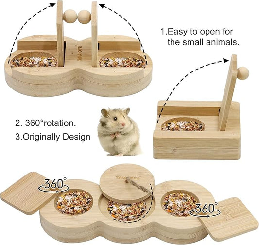 ZALALOVA 3 Pcs Guinea Pig Toys Hamster Enrichment Foraging Toys, Bamboo Interactive Hide Treats for Small Animals Pet Foraging Game Educational Toys for Rabbit Chinchilla Bunny