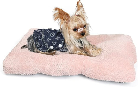 Dog Bed for Small Dogs Crate Washable 22 inch Dog Mats for Sleeping,Up to 15 lbs Soft and Fluffy Pink S