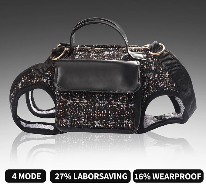 Dog Lift Harness Backpack for Small Dogs, Adjustable Straps Dog Sling Carrier for Hiking, Travel, Outdoor – Black Large