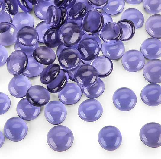 FUTUREPLUSX 1LB Purple Flat Glass Marbles, Purple Vase Filler, Glass Pebbles, Aquarium Rocks Fish Tank Beads for DIY Crafts Table Scatter Decor
