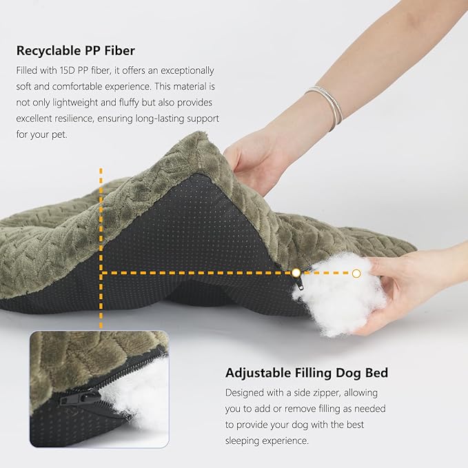 Necesitar Puppy Bed for Small Dogs Washable Ultra Soft Crate Bed for 22 inch Cages with Anti-Slip Cozy Soft Sleeping Pillow Up to 15 lbs Pets,22 x 13 Olive Green