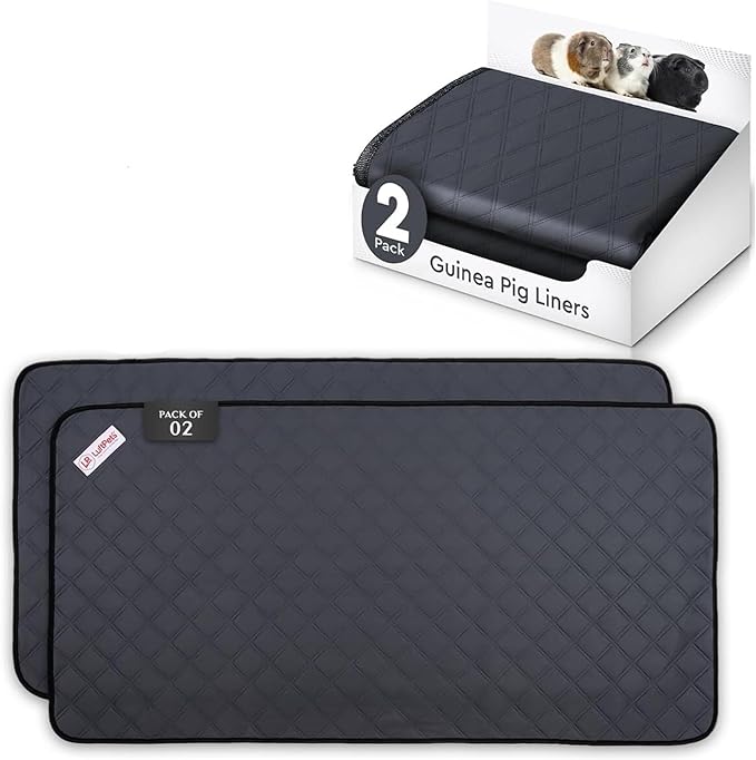 Washable Rabbit & Guinea Pig Cage Liner & Bedding for C&C 2x3 (28"x42"), 2 Pack, Easy to Clean Unlike Fleece, Waterproof, Absorbent, Non-Slip Pee Pad, Reusable Bunny Mat for Small Animals