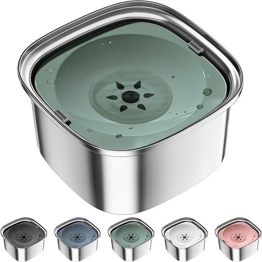 UPSKY 3L Dog Water Bowl 101oz Stainless Steel No Spill Large Capacity Dog Food Water Bowl Slow Water Feeder, Spill Proof Pet Water Dispenser Vehicle Carried Travel Water Bowls