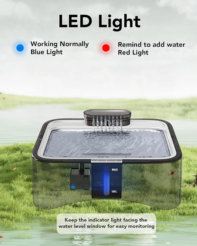 UPSKY 2.25Gal Elevated Dog Water Fountain, 4 Heights Adjustable Pet Fountain for All Dog Sizes, 304 Stainless Steel Tray Indoor Cat Drinking Dispenser with Ultra-Quiet Pump & 2 Replacement Filters