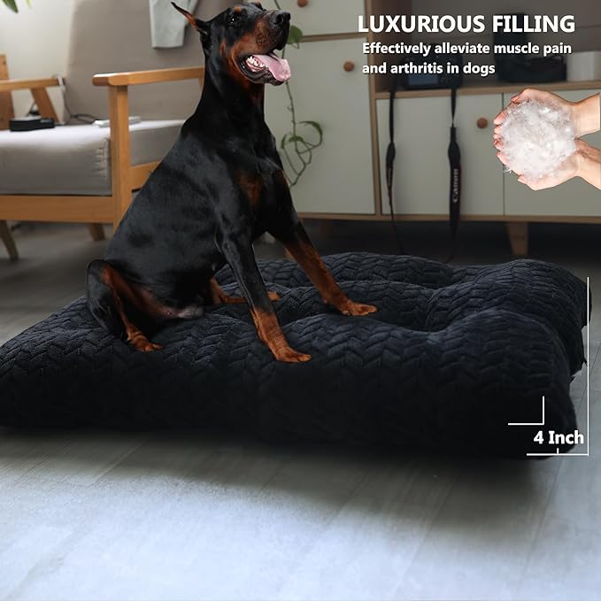 Necesitar 42 Inch Crate Bed for XLarge Dogs Washble with Anti-Slip Pet Sleeping Mat for Dog Cages Up to 90 lbs Pet Crate Pillows Kennel Pad 42" x 28" Black