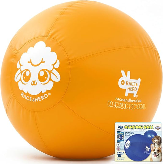 Race&Herd 18" Original XXL Herding Ball for Dogs - Herding Toys, Giant Dog Ball for Australian Shepherds, Border Collies - Durable Dog Outdoor Training Toy for Small Breeds (Yellow)