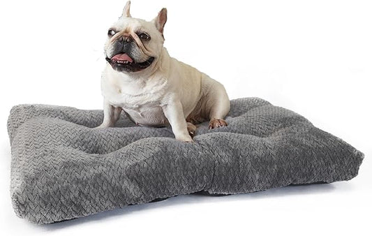Medium Dog Beds for Crates Washable 30 Inch Dog Crate Bed Soft and Fluffy Pads for Cages Up to 40 lbs Pet Bed Mat Pillows Kennel Pads for Crates Jacquard Dark Grey