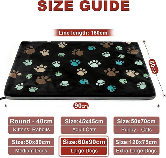 GOLOPET Large Dog Heating Pad 36x24 in with Smart Thermostat Switch and Power Line Protection Tube,Obtained MET and UL Dual Certification,Waterproof Pet Heating Pad for Dogs,with Plush Fabric Cover