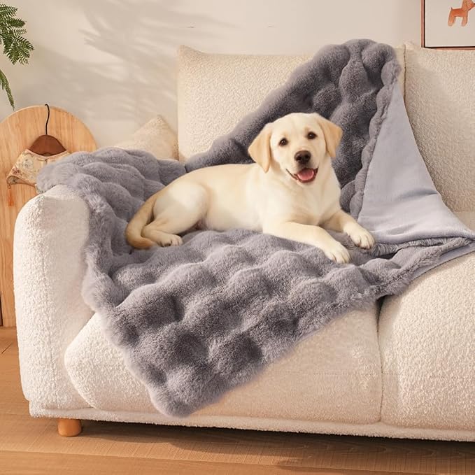 Dog Blanket Ultra Soft Fuzzy Faux Fur Cat Blankets for Indoor Cats Ultra Soft Plush Faux Fur Machine Washable Reversible Pet Throw Protector for Couch Furniture Large 39"X 30" Dark Gray