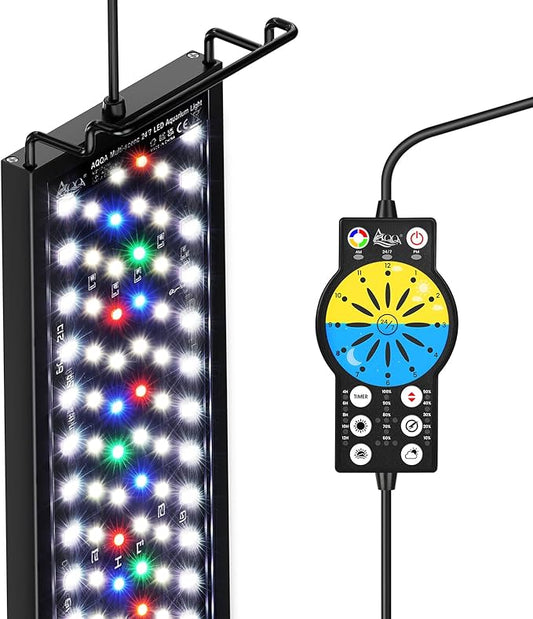 AQQA Aquarium Light with 24/7 Sunrise Sunset Mode, 9 Colors & 10-Level Brightness, Full Spectrum LED Fish Tank Light with Timer for Plant Growth, Freshwater Tanks (42W for 30-35 inch Tank)