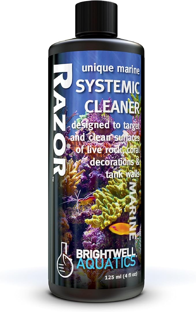 Brightwell Aquatics - Razor Marine - Unique Systemic Fish Tank Cleaner for Marine Aquariums - Aquarium Water Treatments, 4.22 fl oz