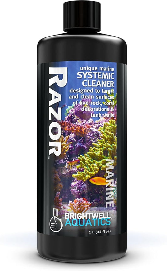 Brightwell Aquatics - Razor Marine - Unique Systemic Fish Tank Cleaner for Marine Aquariums - Aquarium Water Treatments, 33.8 fl oz
