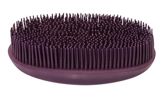 Grewal Equestrian Oval Face Grooming & Bathing Curry Brush for Horses, Dogs, Cats, & Other Pets - Very Soft Bristles (Purple)