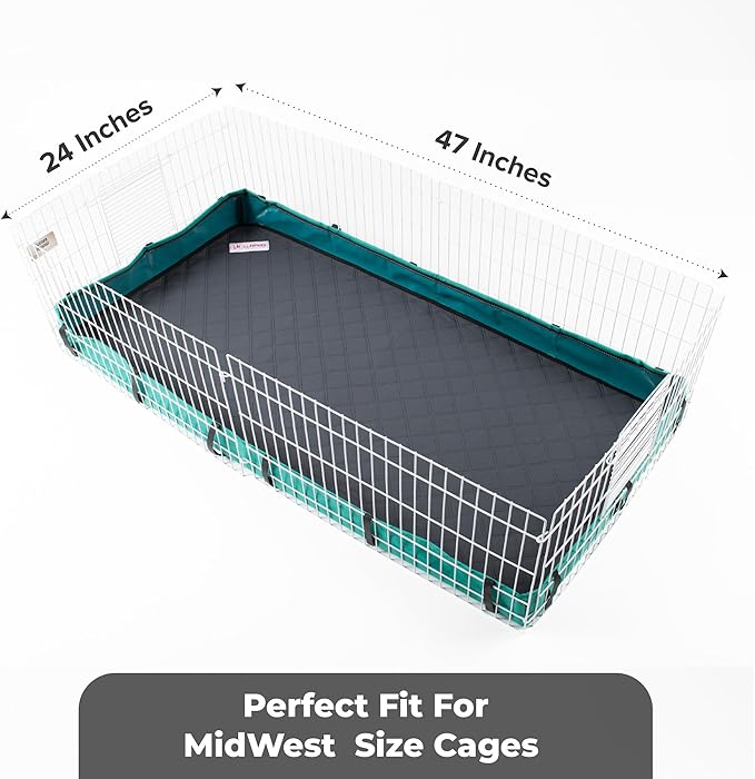 Washable Rabbit & Guinea Pig Cage Liner & Bedding for Midwest (24"x47"), 2 Pack, Easy to Clean Unlike Fleece, Waterproof, Absorbent, Non-Slip Pee Pad, Reusable Bunny Mat for Small Animals