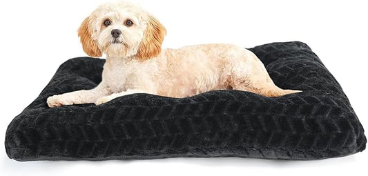 Black Dog Bed for Small Crate Washable 24 Inch Dog Crate Bed Soft and Fluffy with Anti-Slip Pet Sleeping Pillow Cushion Up to 25 lbs Puppy or Cat,24x18