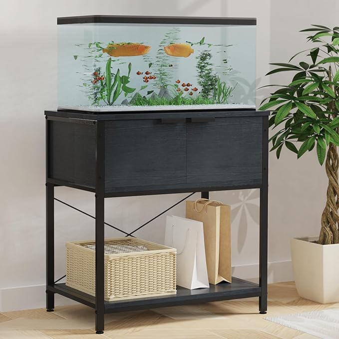 TFK 20-29-37 Gallon Fish Tank Stand, Aquarium Stand with Cabinet Storage for Aquarium Stand, Cabinet for Fish Tank Accessories Storage, Heavy Duty Tank Stand for Home Office Turtle Reptile Tank Stand