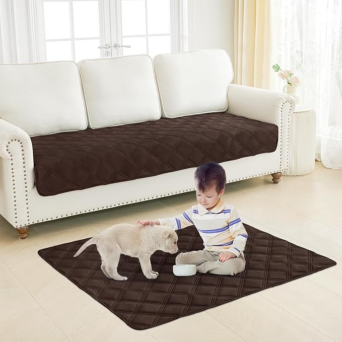 Smiry Waterproof Dog Bed Cover Blanket 40x50, Soft Reversible Pet Blanket, Washable Leakproof Cats Dogs Couch Cover for Sofa, Couch, Furniture, Lattice, Chocolate/Chocolate