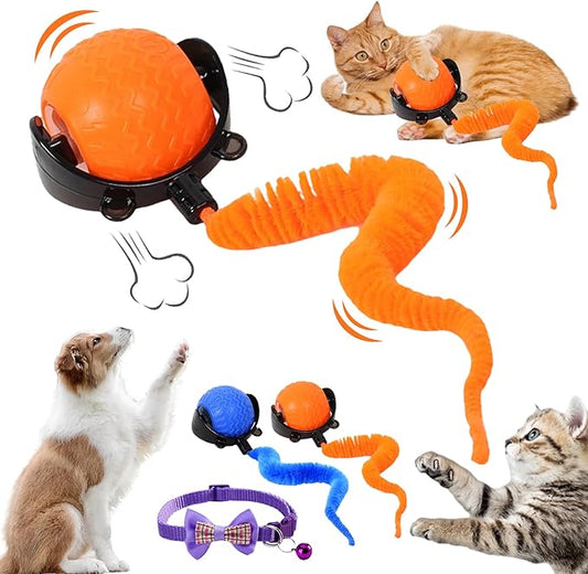 BIBIFACTORY 2026 New The Smart Wave Chase Ball, Revolutionary Smart Chase Ball 3.0, Interactive Fast Moving Ball with Tail, Automatic Cat Chase Balls Toy for Dog Cat Indoor Play (Orange)