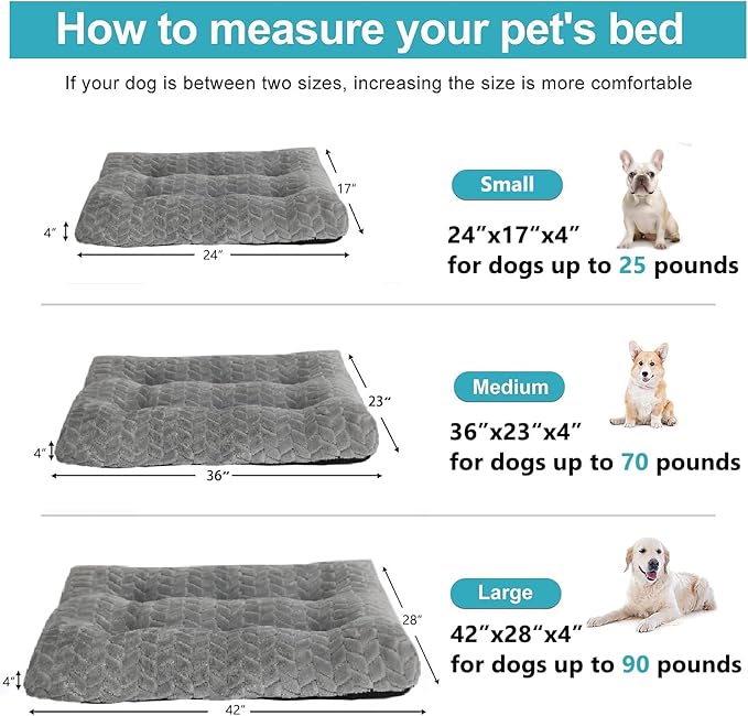 Dog Bed for Small Dogs Crate Washable Ultra Soft 24 inch Puppy Bed with Anti-Slip Pet Pillow Cushion Sleeping Up to 25 lbs Pet or Kitten Kennel Pad,24 x 18 Grey