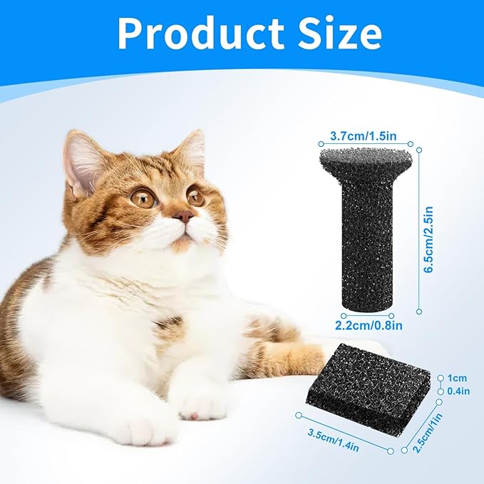 Lite Fountain Replacement Foam Filters and Sponge Mufflers - 6 Sets (Compatible with Lite 2.5L/84oz Cat Water Fountain)