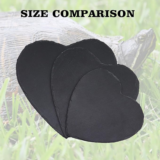 Turtle Tank Accessories, Heart-Shaped Slate Tile for Reptiles, Natural Rock Platform for Feeding & Basking, Aquarium Decor for Bearded Dragon, Tortoise, Gecko, Snake, Chameleon, and Other Reptile