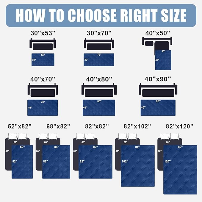 Smiry Waterproof Dog Bed Cover Blanket 40x80, Soft Reversible Pet Blanket, Washable Leakproof Cats Dogs Couch Cover for Sofa, Couch, Furniture, Lattice, Navy/Blue