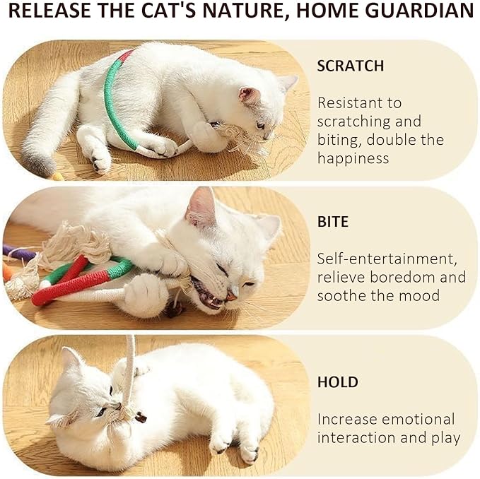 Celery Pet Cat Chew Rope, Catnip-Infused Organic Cotton Chew Rope Toys for Cats, Soft & Safe Dental Chew Toys, Self-Play & Teeth Cleaning for Cats (Mix)