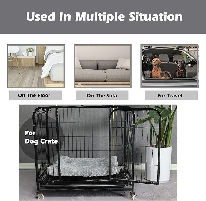 Dog Bed for Small Dogs Crate Washable Ultra Soft 24 inch Puppy Bed with Anti-Slip Pet Pillow Cushion Sleeping Up to 25 lbs Pet or Kitten Kennel Pad,24 x 18 Grey