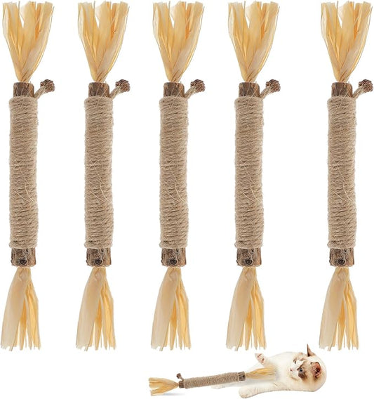 RELONGGI 5 PCS Silvervine Sticks for Cats - Natural Cat Chew Toys for Teeth Cleaning, Kitten Teething & Aggressive Chewers