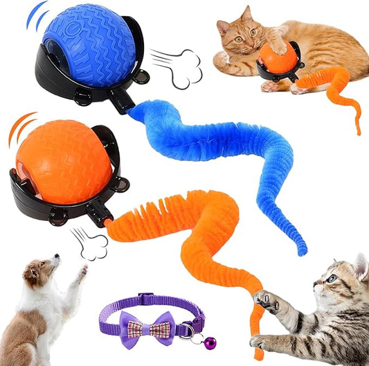 BIBIFACTORY 2026 New The Smart Wave Chase Ball, Revolutionary Smart Chase Ball 3.0, Interactive Fast Moving Ball with Tail, Automatic Cat Chase Balls Toy for Dog Cat Indoor Play (2PCS)