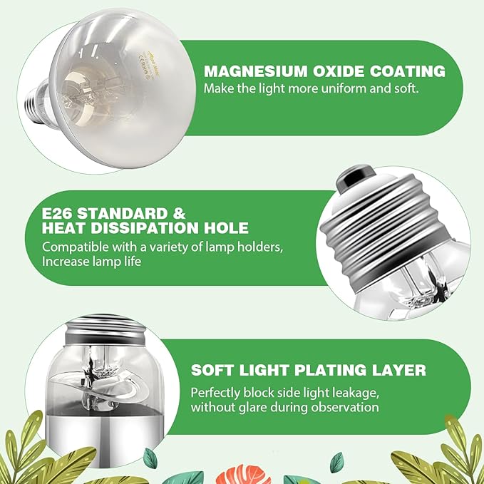 100W Reptile Heat Lamp Bulbs, Full Spectrum UVA/UVB Reptile Light Bulb and Basking Spot Light, UVB Light for Reptiles and Bearded Dragon, Turtle, Lizard, Snake, Amphibians