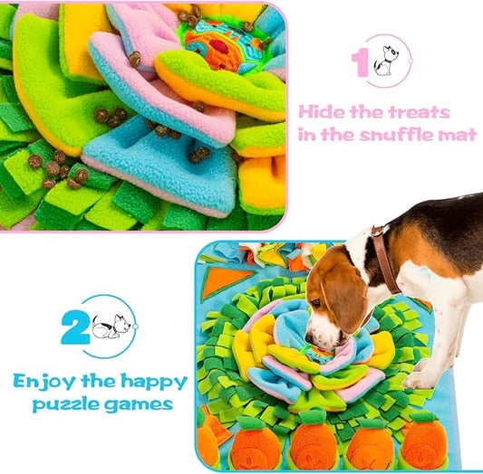 Pet Snuffle Mat for Dogs Sniff Mat Nosework Feeding Mat Slow Feeder Interactive Dog Puzzle Toys for Training and Stress Relief Encourages Natural Foraging Skills (31''x19''（Blue）)
