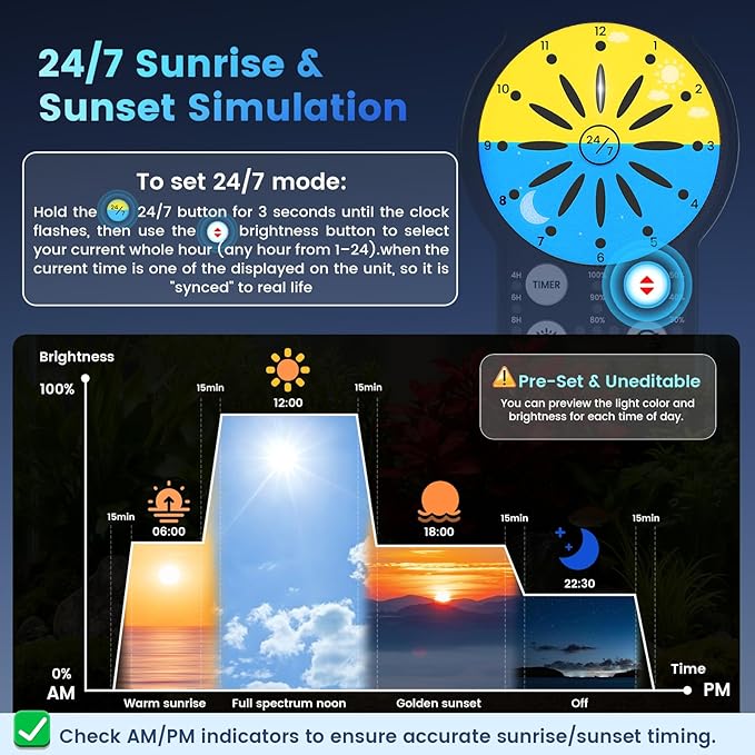 AQQA Aquarium Light with 24/7 Sunrise Sunset Mode, 9 Colors & 10-Level Brightness, Full Spectrum LED Fish Tank Light with Timer for Plant Growth, Freshwater Tanks (26W for 18-24 inch Tank)