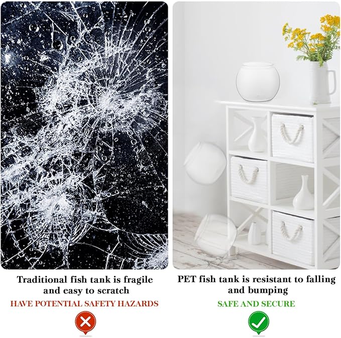 Clear Plastic Fish Bowl Vase - Shatterproof Clear Round Goldfish Betta Tank Bubble Bowl Aquarium Fish Tank Aquatic Plant Pot Daffodil Pot Hydroponic Planter for Home Office Garden Decor 4.5L