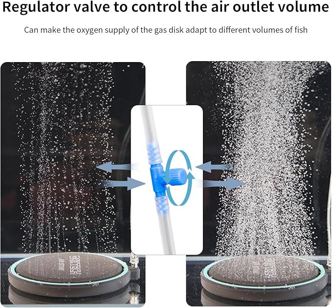 UPETTOOLS 3.2 Inch Air Stone for Aquarium – Quiet High Dissolved Oxygen Diffuser with Control Valve, Nano Bubbles Airstone Kit for Betta, Nano Tank, Shrimp & Freshwater/Saltwater Fish Tanks
