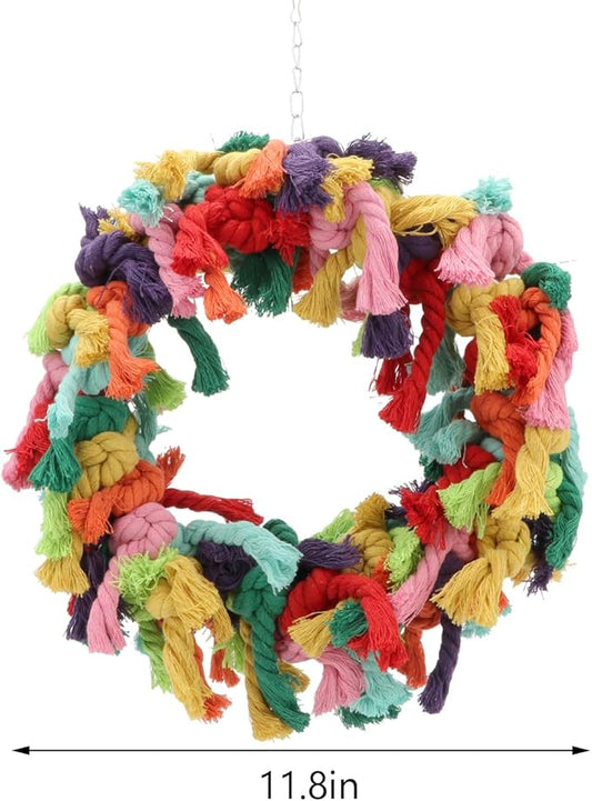 Hypeety Pet Toy Cotton Ring for Parrot Exercise, Chew, Snuggle Bird Toys, 30 cm / 11.8 in Diameter