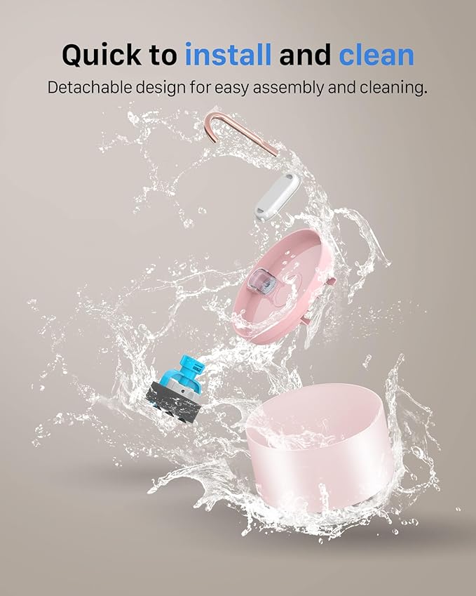 Cat Water Fountain Pink for Drinking: 67oz/2L Cat Fountain - GIOTOHUN Cute Pet Water Fountain for Cats Inside - Quiet Pet Fountain - Faucet Cat Drinking Fountain - Suitable for Kitty & Kitten